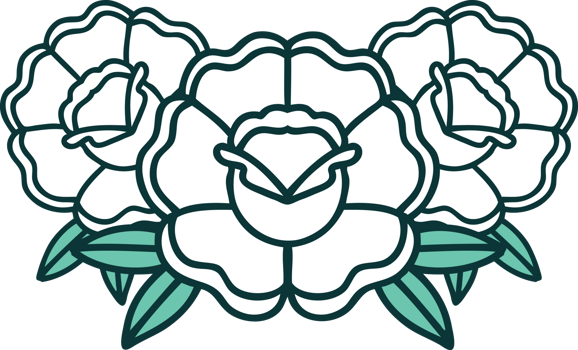iconic tattoo style image of a bouquet of flowers png
