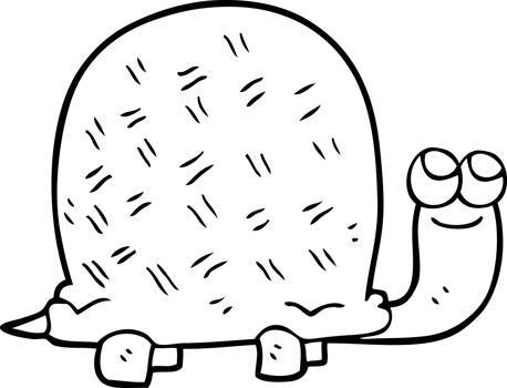 hand drawn black and white cartoon tortoise png