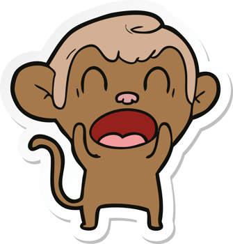 sticker of a shouting cartoon monkey png