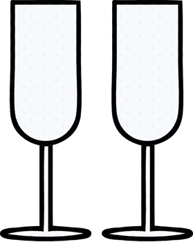 comic book style cartoon of a champagne flutes png