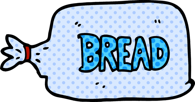 cartoon doodle bread in bag png