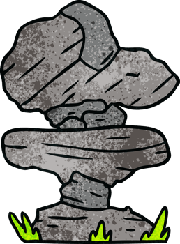 hand drawn textured cartoon doodle of grey stone boulder png