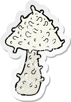 retro distressed sticker of a cartoon mushroom drawing png
