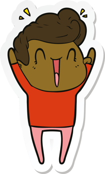 sticker of a cartoon excited man png