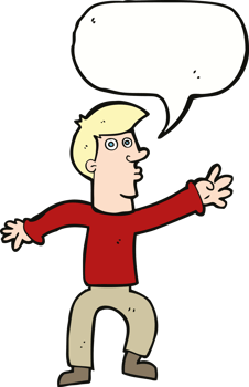 cartoon reaching man with speech bubble png