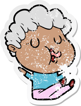 distressed sticker of a cartoon man singing png