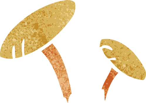 hand drawn retro cartoon doodle of some mushrooms png