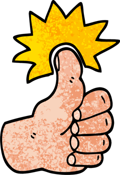 grunge textured illustration cartoon thumbs up symbol png