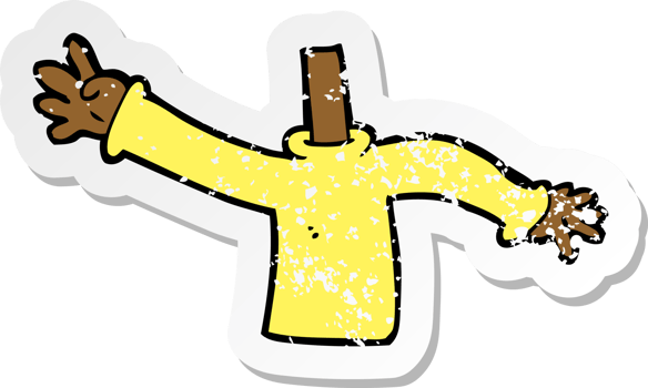 retro distressed sticker of a cartoon body png