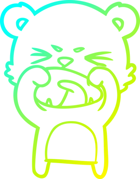 cold gradient line drawing of a angry cartoon bear png
