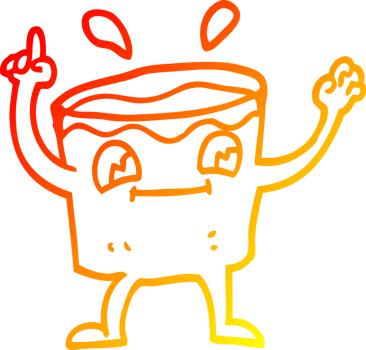 warm gradient line drawing of a cartoon coffee shot png