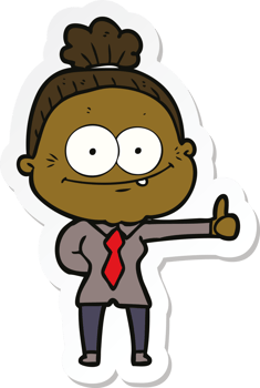 sticker of a cartoon happy old woman png