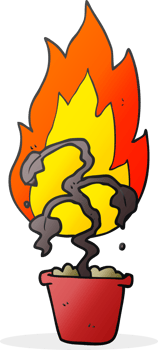 hand drawn cartoon burning plant png