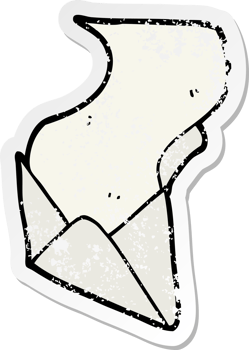 distressed sticker of a cartoon letter and envelope png