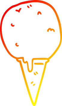 warm gradient line drawing of a cartoon ice cream cone png
