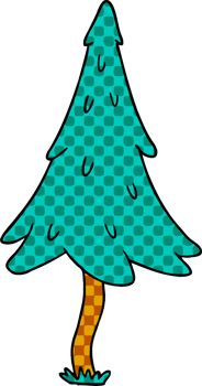 hand drawn cartoon doodle of woodland pine trees png