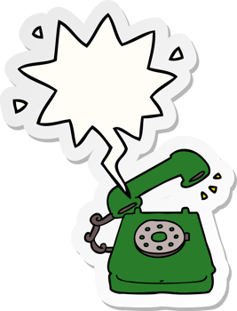 cartoon old telephone with speech bubble sticker png