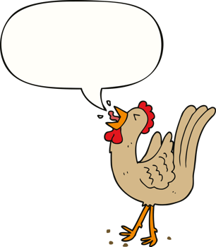 cartoon crowing cockerel with speech bubble png