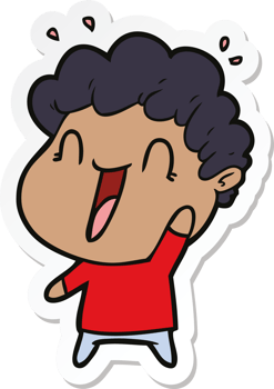 sticker of a cartoon happy man png