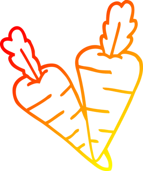warm gradient line drawing of a cartoon carrots png