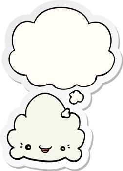 cartoon cloud with thought bubble as a printed sticker png
