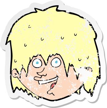 retro distressed sticker of a cartoon happy man drawing png