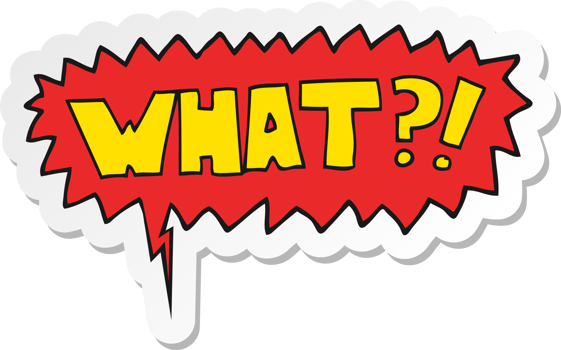 cartoon word What with speech bubble sticker png