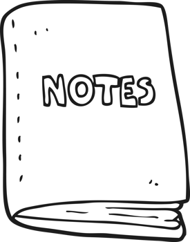 hand drawn black and white cartoon note book png