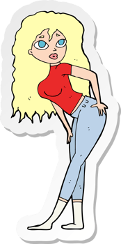 sticker of a cartoon attractive woman looking surprised png