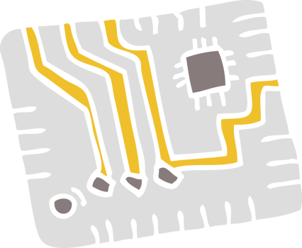 flat color illustration of computer circuitboard png