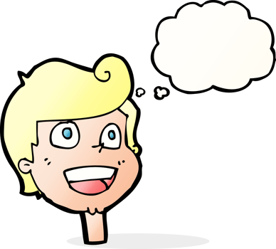 cartoon happy face with thought bubble png