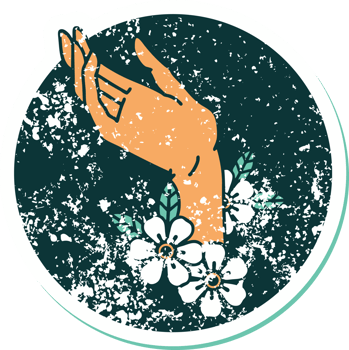 iconic distressed sticker tattoo style image of a hand png