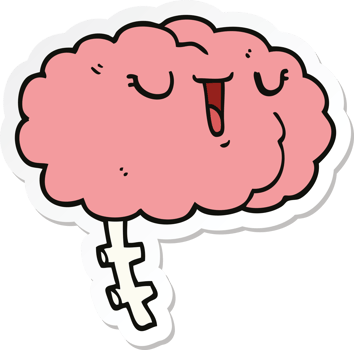 sticker of a happy cartoon brain png
