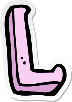 sticker of a cartoon letter L png