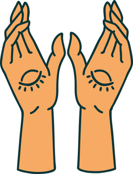iconic tattoo style image of mystic hands png