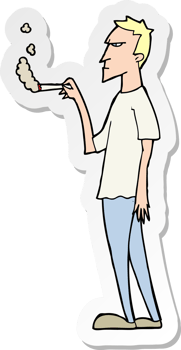 sticker of a cartoon annoyed smoker png
