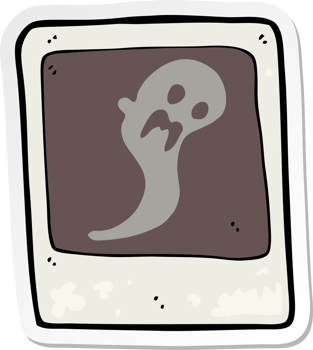 sticker of a cartoon ghost in the photograph png