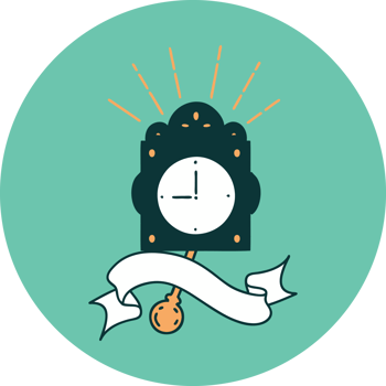 icon of a tattoo style ticking clock png
