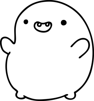 line doodle of a happy bean creature png