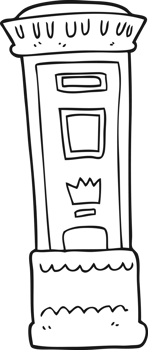 hand drawn black and white cartoon british post box png