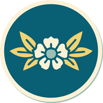 sticker of tattoo in traditional style of a flower png