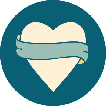 iconic tattoo style image of a heart and banner png