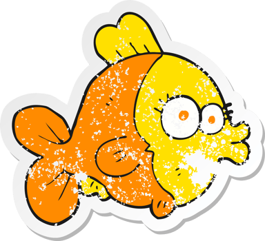 retro distressed sticker of a funny cartoon fish png