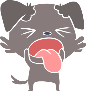 flat color style cartoon disgusted dog png