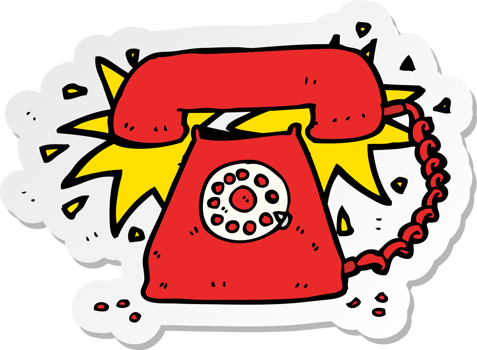 sticker of a cartoon ringing telephone png