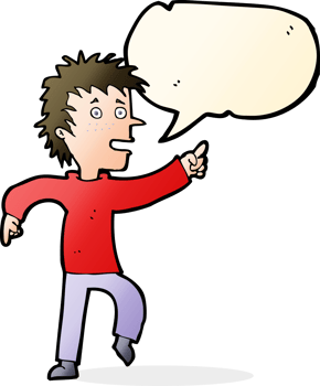 cartoon happy man pointing with speech bubble png