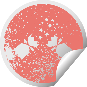 distressed circular peeling sticker symbol of a christmas cracker png