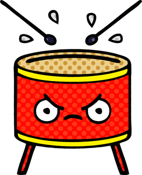 comic book style cartoon of a drum png