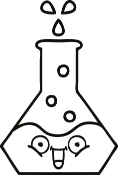 line drawing cartoon of a science beaker png