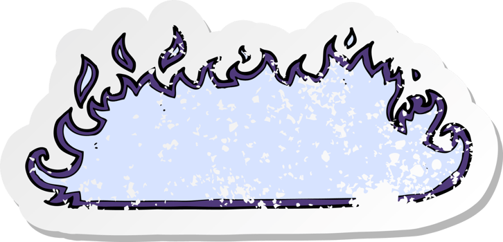 retro distressed sticker of a cartoon spooky fire border drawing png